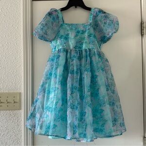 Disney Stitch Blue and Pink Floral Kids Casual Dress